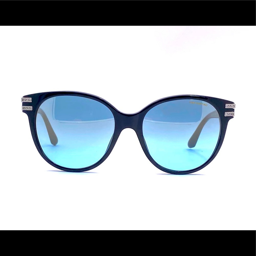 Pier Martino Italy Black Acetate Sunglasses + Swarovski Crystals 8305C1